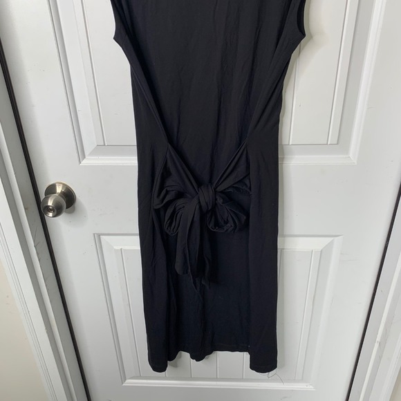 Kal Rieman Black Midi Dress Tie Back Sleeveless Dress Size Small minimalist - Picture 3 of 7